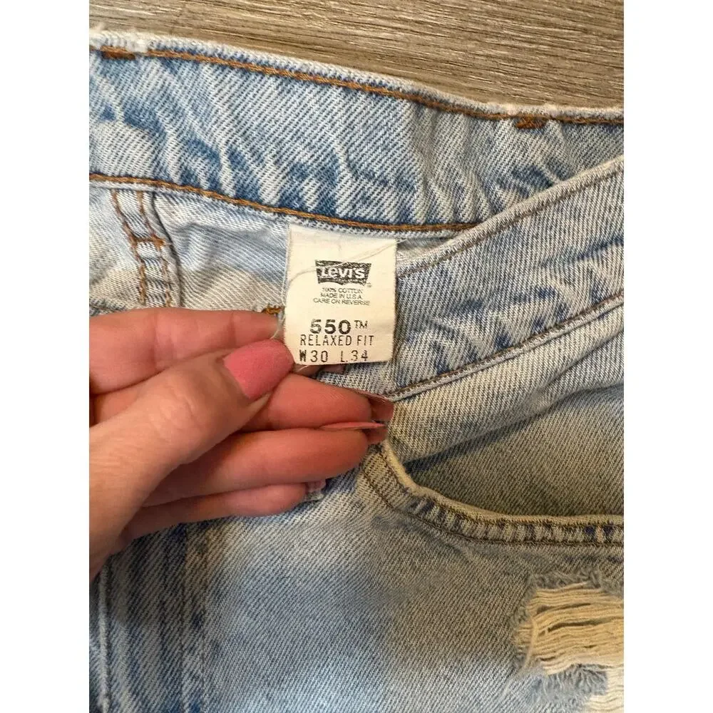 Vintage 80s Orange Tab Levi's 505 Jeans Thrashed Distressed Cropped 28x25 Grunge